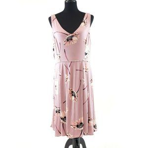 MELISSA MASSE Dress LARGE Pink Lavender Floral Fit